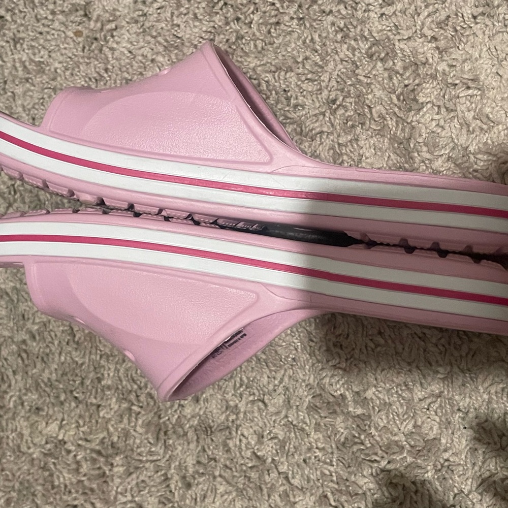 CROCS Pink and White Platform Slide Sandals